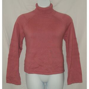 NEW NWT Dusty Rose Sz Large Stretchy Cotton Turtleneck Sweater LIZ CLAIBORNE